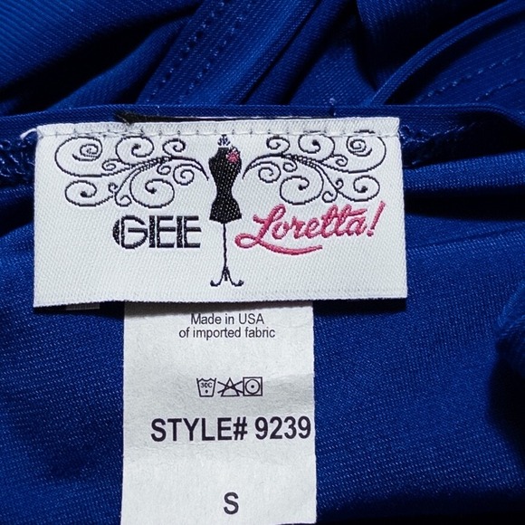 Gee Loretta! Tunic Top Womens Small Blue Stretch Knit Cut Out Sleeves Artsy New - Picture 8 of 9